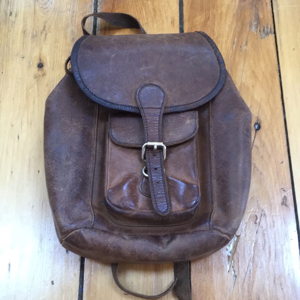 Small leather backpack, 100% genuine leather